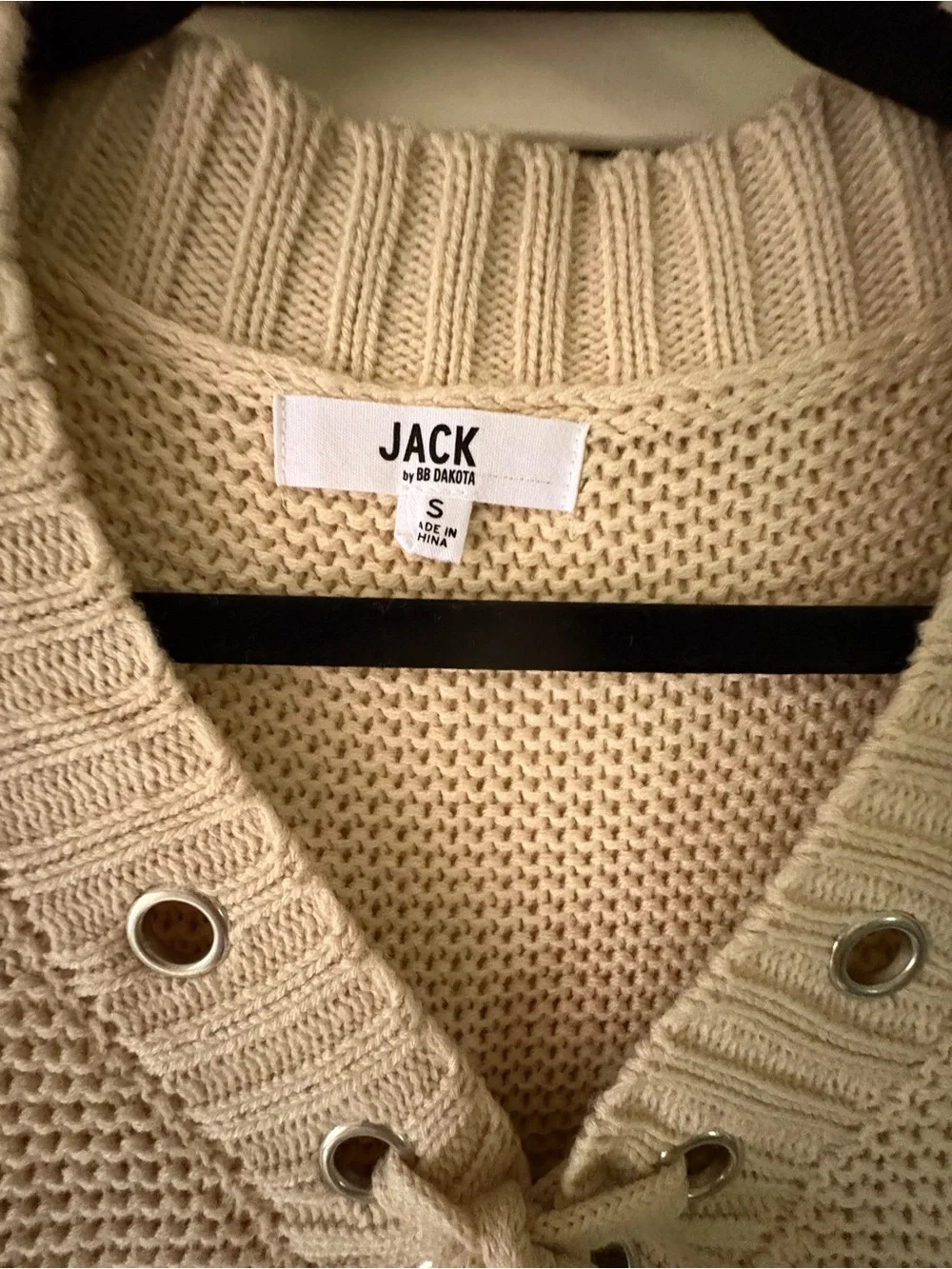 Jack by BB Dakota Beige Lace-Up V-Neck Knit Sweater - Never worn